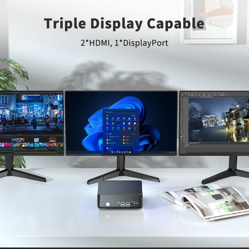 Mavsloly Mini Computer mit Core i9-9880H, 64GB RAM, 2T SSD Mini PC, 4K@60Hz, 2*HDMI, 1*DP, dreifache