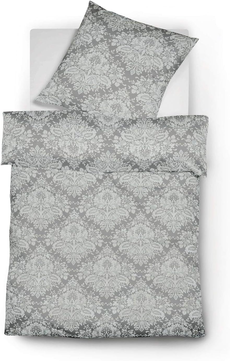 fleuresse Edelflanell Bettwäsche Ornamente grau 1 Bettbezug 135 x 200 cm + 1 Kissenbezug 80 x 80 cm