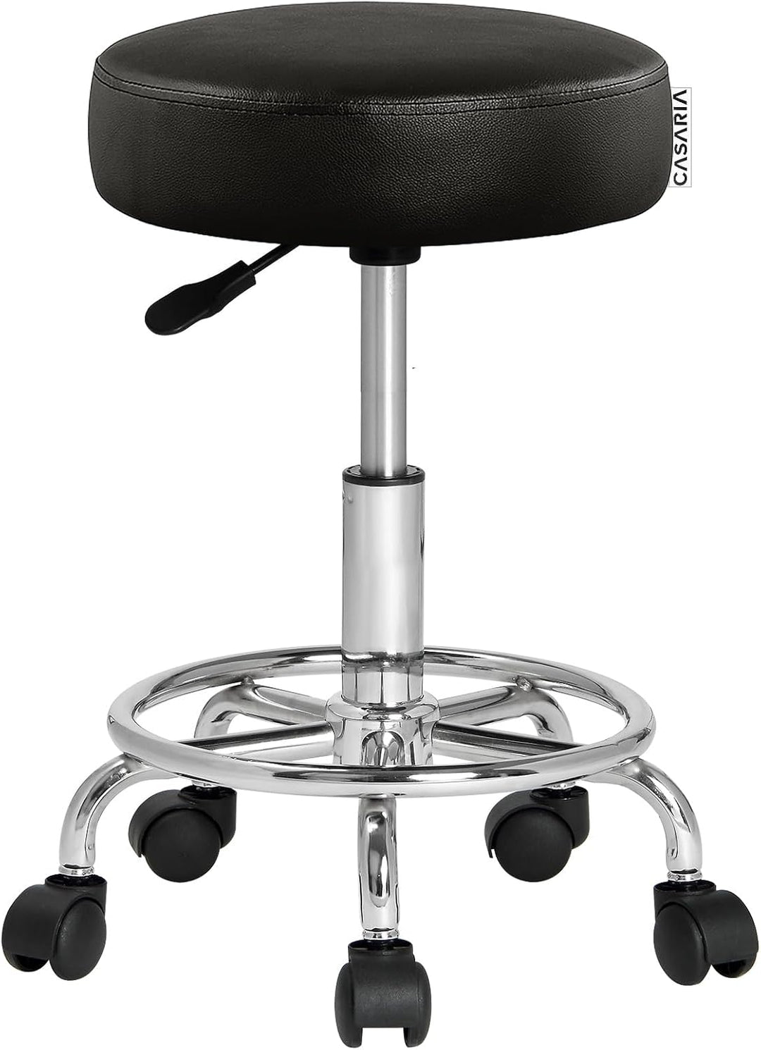 Casaria Rollhocker Höhenverstellbar 10 cm Polsterung Drehbar 51-65 cm Sitzhöhe Fussstütze Küche Büro