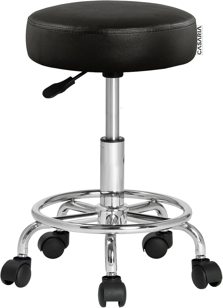 Casaria Rollhocker Höhenverstellbar 10 cm Polsterung Drehbar 51-65 cm Sitzhöhe Fussstütze Küche Büro