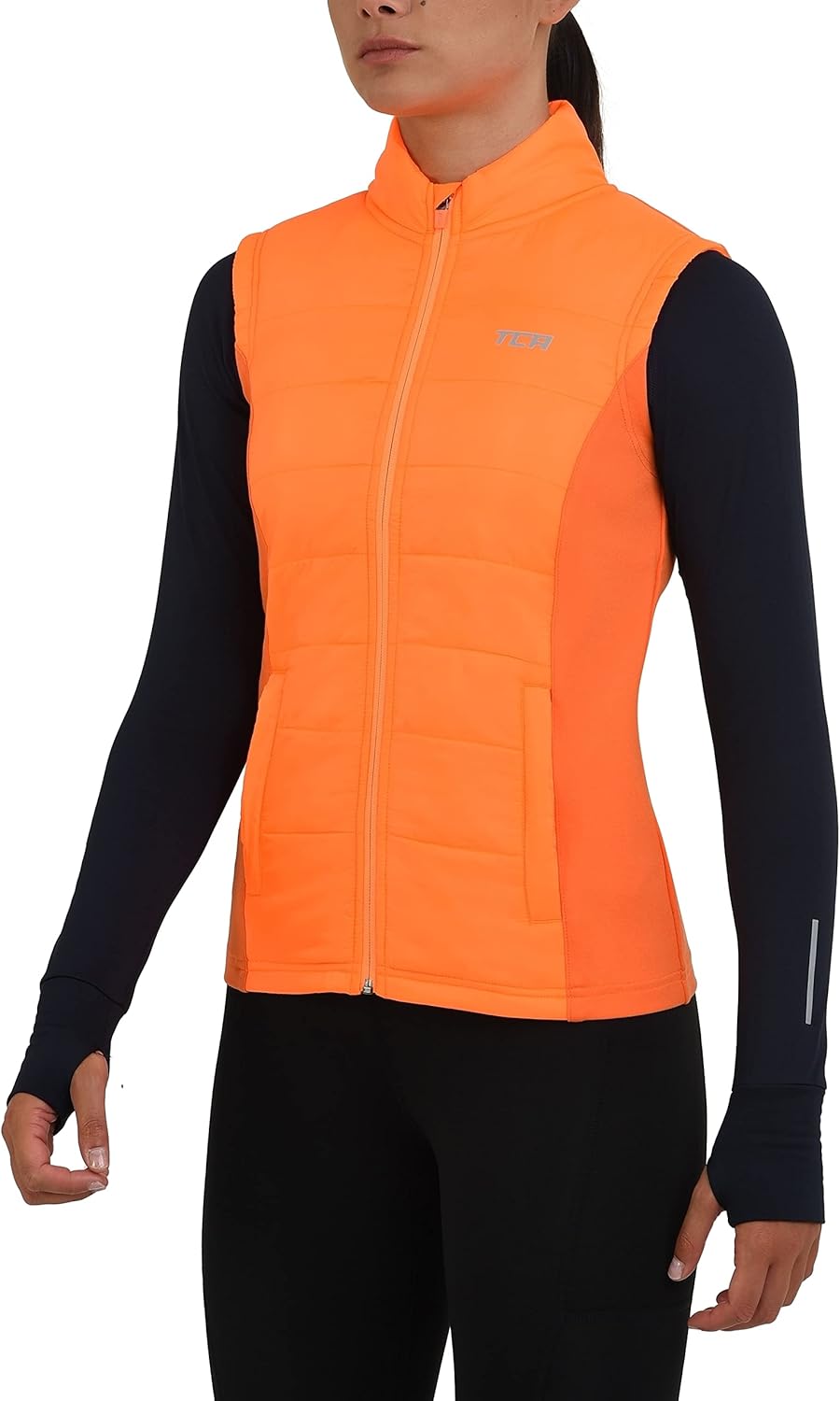 TCA Damen und Mädchen Excel Runner Leichte Laufweste mit Reissverschlusstaschen 8-10 Jahre Orange, 8