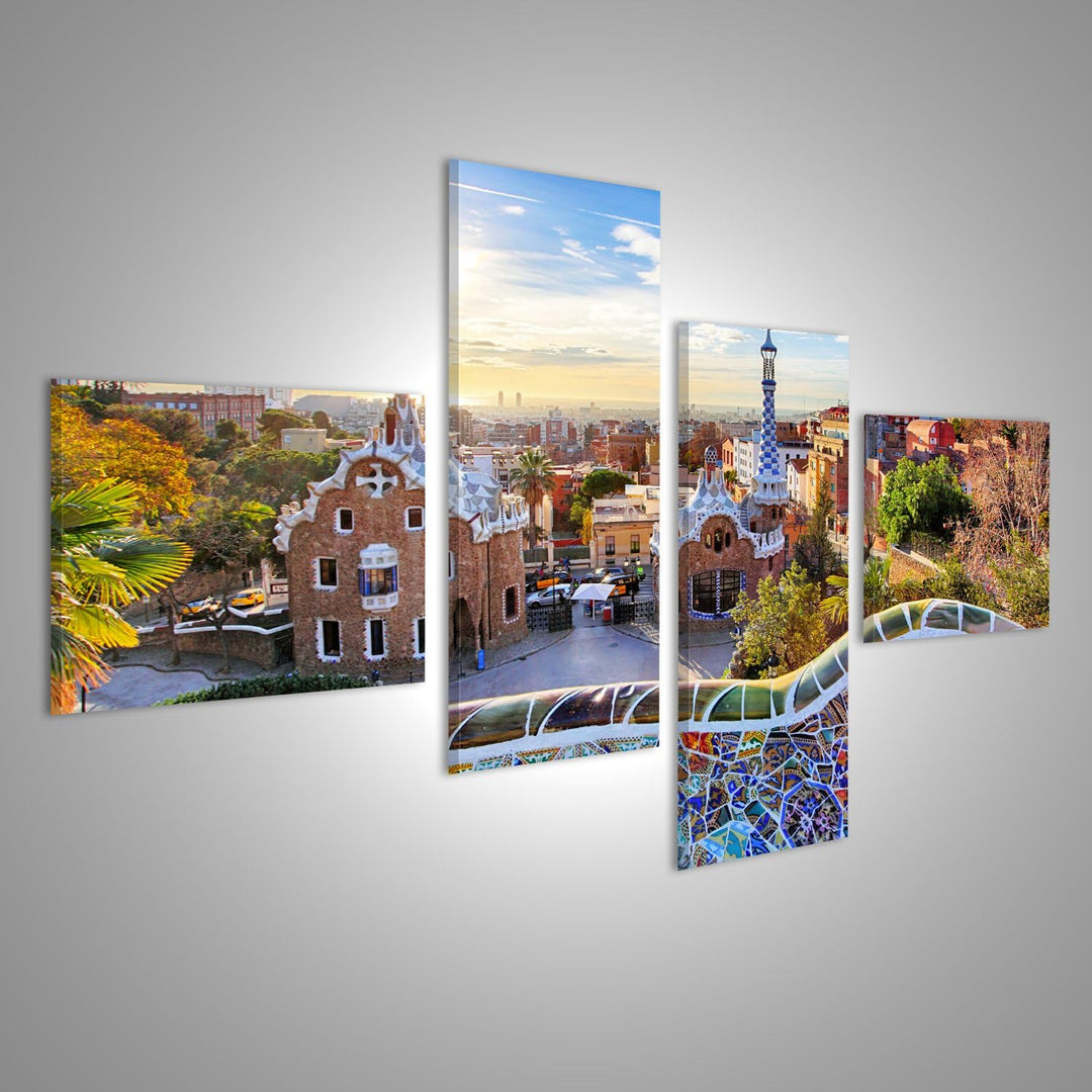 islandburner Bild auf Leinwand Barcelona - Park Guell, Spanien Wandbild, Poster, Leinwandbild IIW-4L