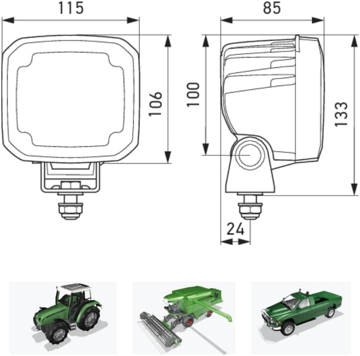 HELLA LED Arbeitsscheinwerfer - Ultra Beam Gen. II - 12V / 24V - 4400lm - Anbau/geschraubt - schwenk