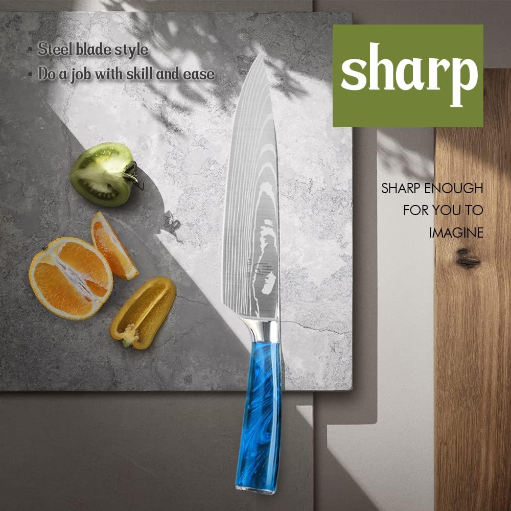 FULLHI Messer Set, 14pcs japanisches Messer Set, Mehrfarbige Premium deutsche Edelstahl Küchenmesser