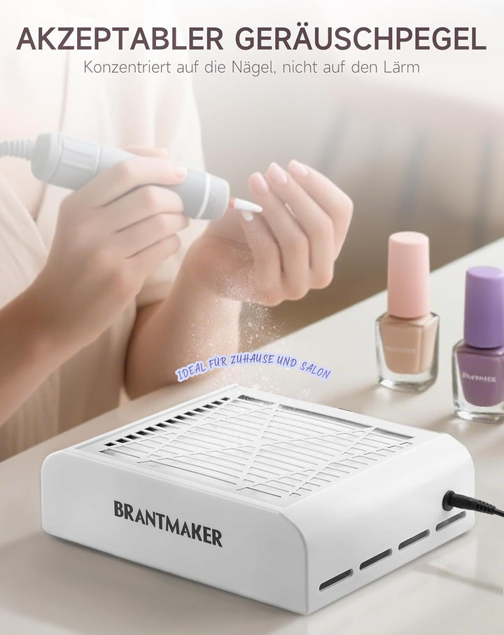 BRANTMAKER Staubabsaugung Nagelstudio Absaugung Nagelstaubsauger, mit Bürste und 2 Wiederverwendbare