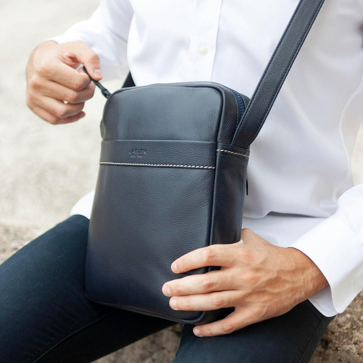 JASLEN - Leder Umhängetasche Herren - Umhängetasche Herren Leder mit Verstellbarem Riemen - Umhänget