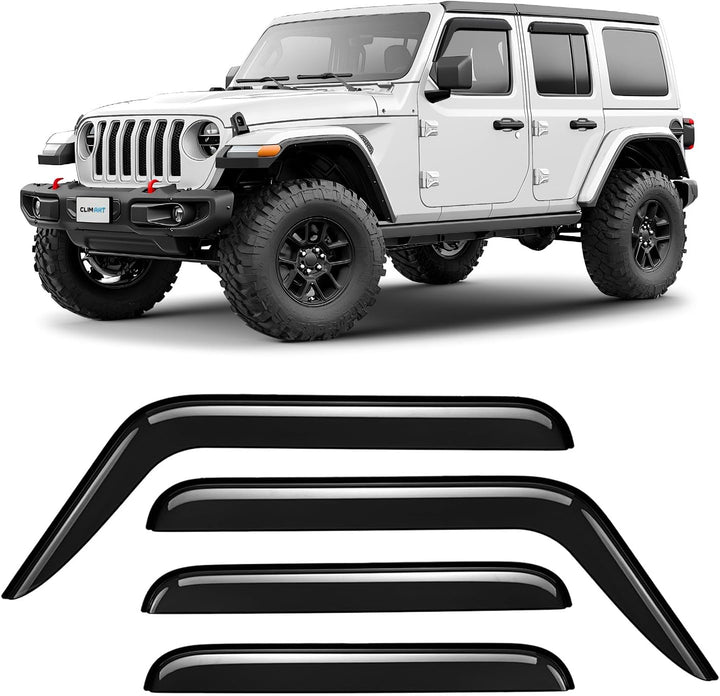 CLIM ART Windabweiser für/kompatible mit Jeep Wrangler 2018-2024 SUV, Autofenster Regenschutz, Regen
