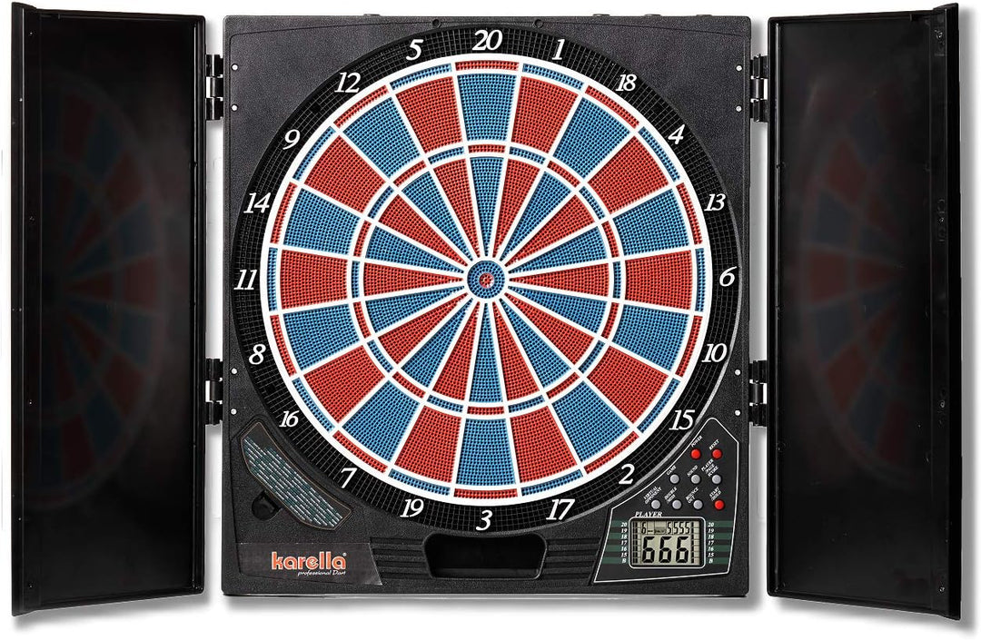 Dartautomat Karella CB-25, Tunierausführung, elektronische Dartscheibe mit 29 Spielen und 90 Variant
