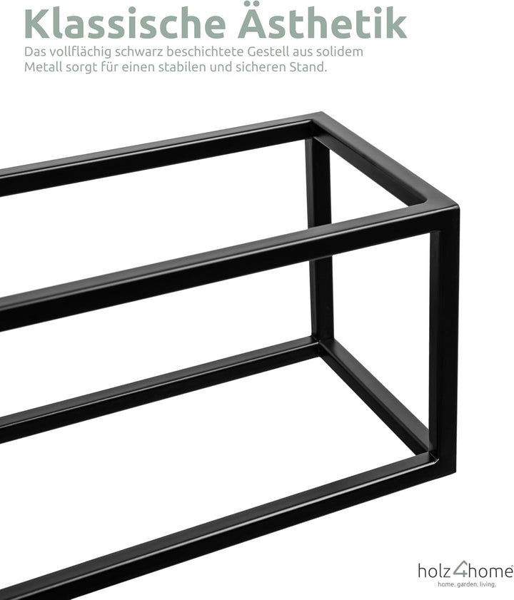 holz4home® Dekoständer-Set 3-tlg. in schwarz aus Massivholz Eiche I Natur Geölt I Höhen: 50/70/90 cm