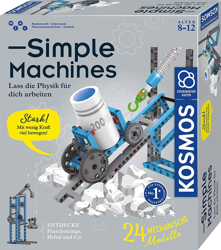 KOSMOS 620868 Simple Machines, Mechanik-Bausatz für 24 Modelle wie Flaschenzug und Kran, inklusive F
