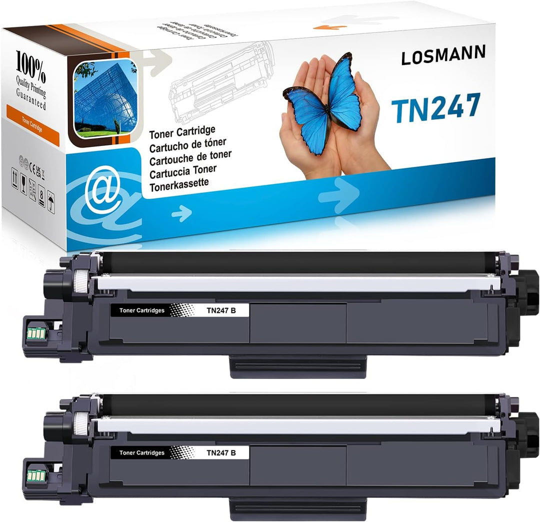 LOSMANN 2X Schwarz Toner Kompatibel für Brother TN-247 TN-243 für Brother MFC-L3770CDW MFC-L3750CDW