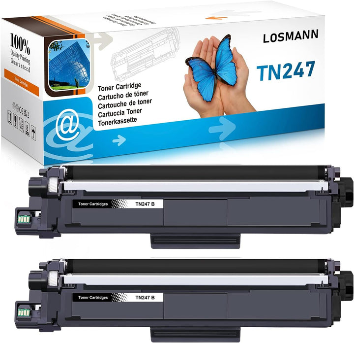 LOSMANN 2X Schwarz Toner Kompatibel für Brother TN-247 TN-243 für Brother MFC-L3770CDW MFC-L3750CDW
