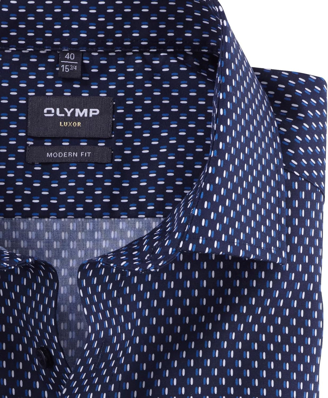 OLYMP Herren Businesshemd Langarm Luxor,Rotationsdruck,modern fit,Global Kent 46 Royal 19, 46 Royal