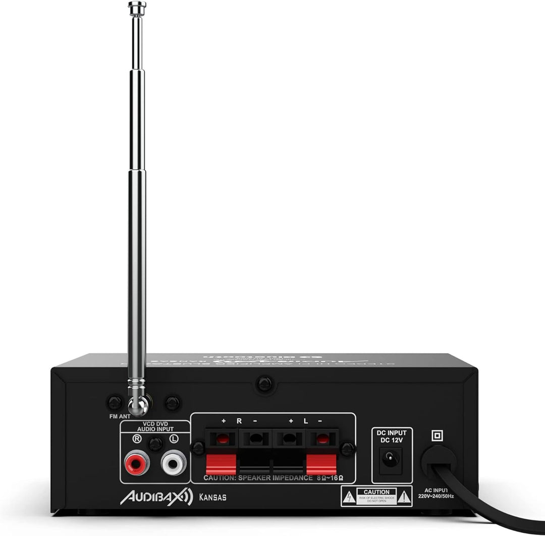 Audibax Kansas Amplificador HiFi Con Bluetooth / MP3 / FM. Entrada SD y USB. 2 x 40W