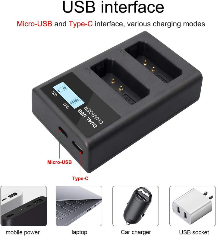 CITYORK 2er Pack LP-E10 Ersatzakku und Dual USB Ladegerät LCD-Display für Canon EOS Rebel T3, T5, T6