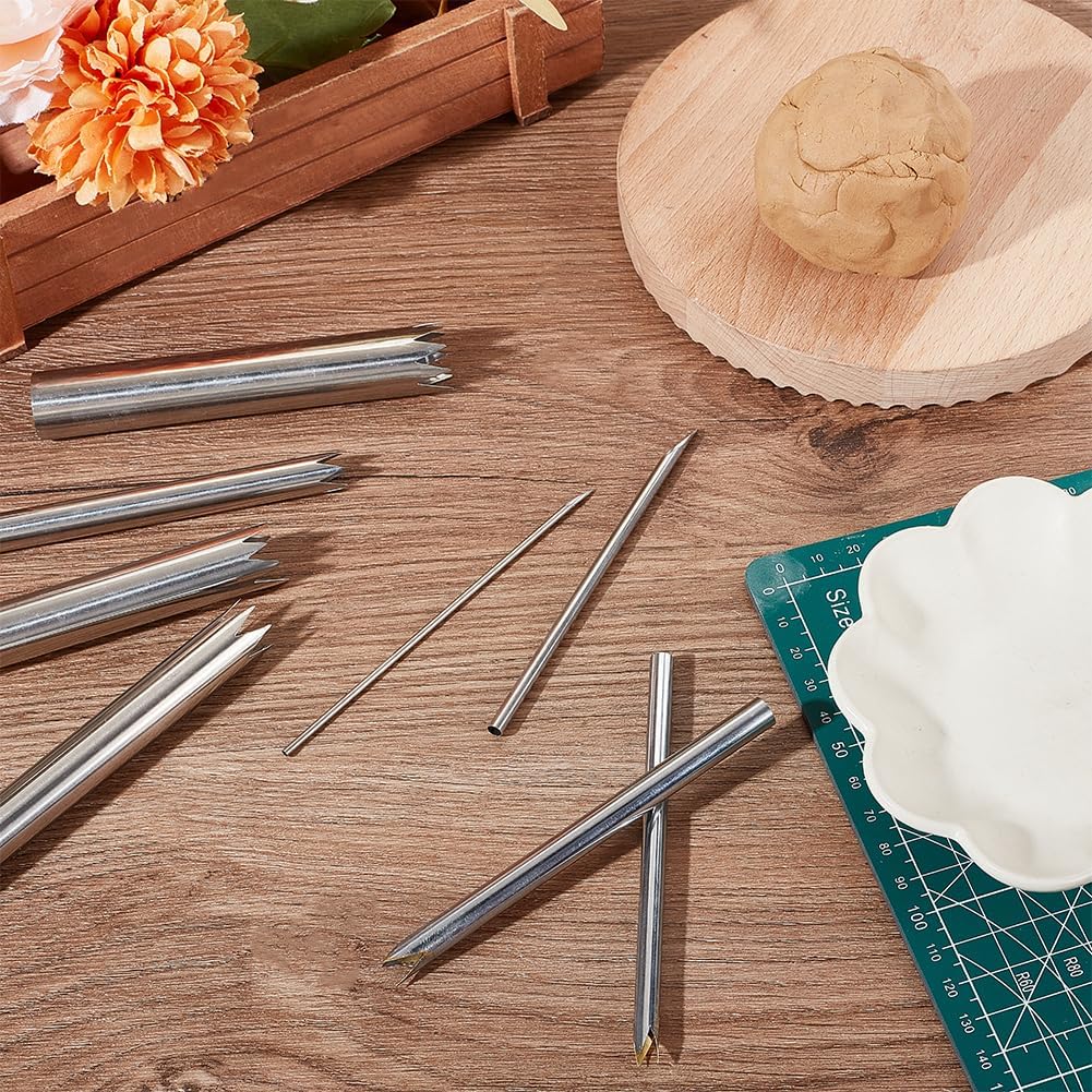 OLYCRAFT 8 Stück Ton Lochschneider Edelstahl Stanzer Töpfer Ton Skulptur Werkzeuge Skulptur Keramik