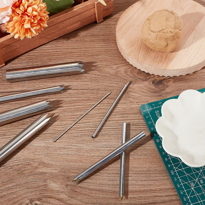 OLYCRAFT 8 Stück Ton Lochschneider Edelstahl Stanzer Töpfer Ton Skulptur Werkzeuge Skulptur Keramik