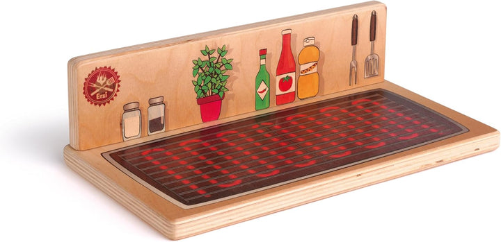 Erzi 10691 Tischgrill & Kochplatte aus Holz, Kinderküche, Kaufladenartikel für Kinder, Rollenspiele