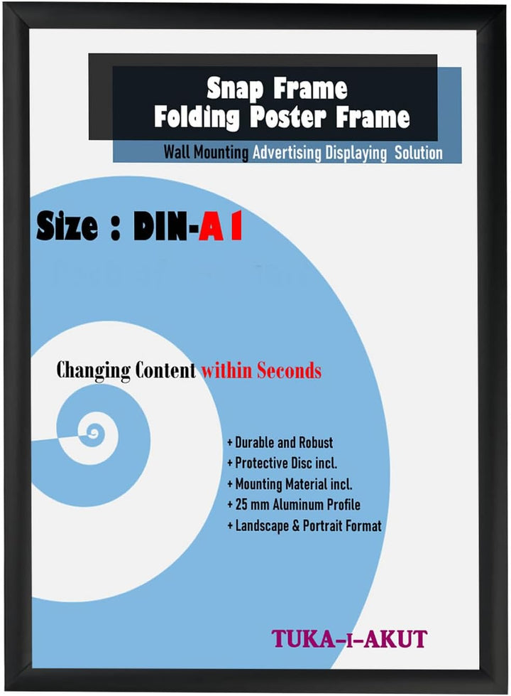 TUKA-i-AKUT 5er A1 Klapprahmen aus Aluminium 25 mm Profil, Plakatrahmen Wechselrahmen Poster Rahmen
