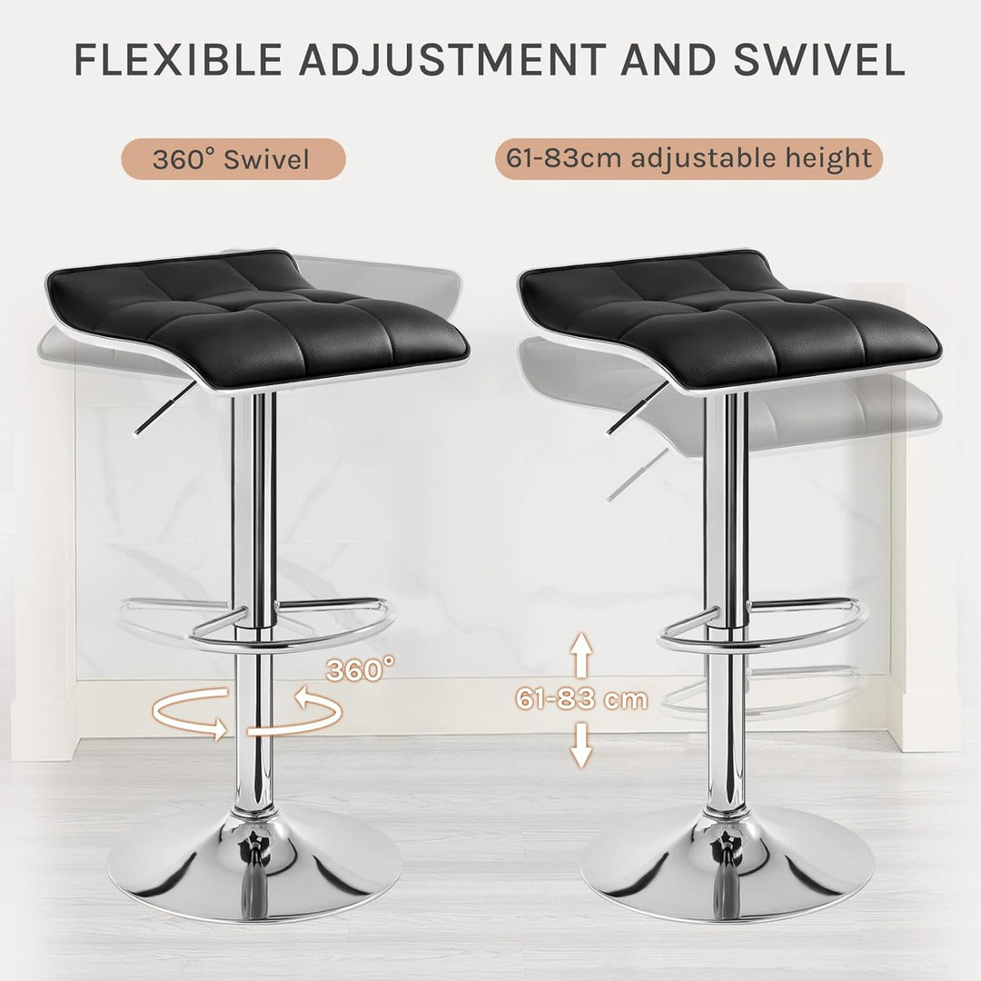 WOLTU BH28sz-1 1X Barhocker 1er Set Barstuhl Tresenhocker, aus hochwertigem Kunstleder, verchromter