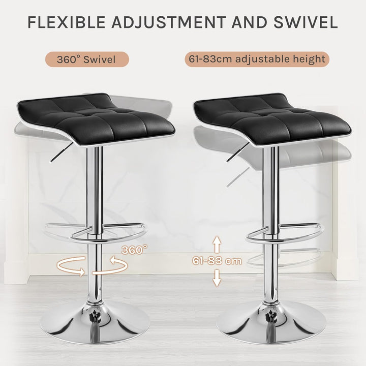 WOLTU BH28sz-1 1X Barhocker 1er Set Barstuhl Tresenhocker, aus hochwertigem Kunstleder, verchromter