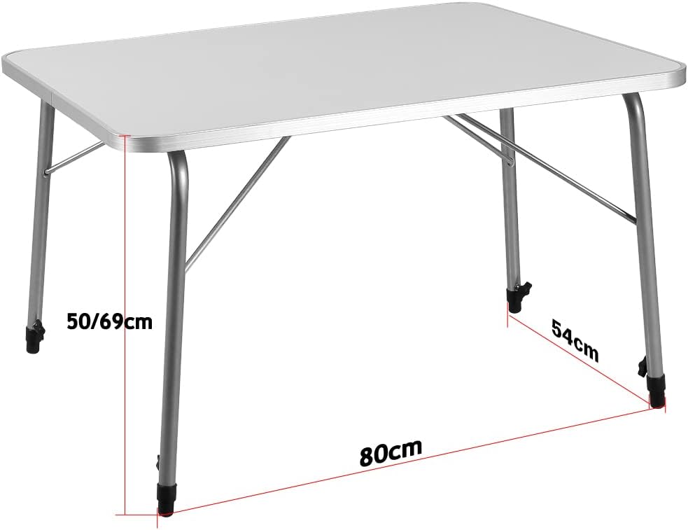Casaria® Campingtisch klappbar Klapptisch Camping Beine höhenverstellbar 80x60cm Holz Alu Tisch falt