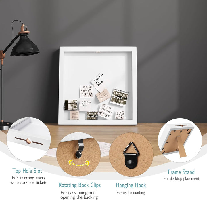 EUGAD 2 Stück 3D Bilderrahmen zum Befüllen, Objektrahmen Spardose 20x20 cm, tiefer Rahmen für Objekt