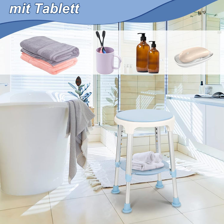Ansobea Duschhocker für senioren 360°Drehbar Badhocker mit stauraum höhenverstellbar 42-54 cm Duschs