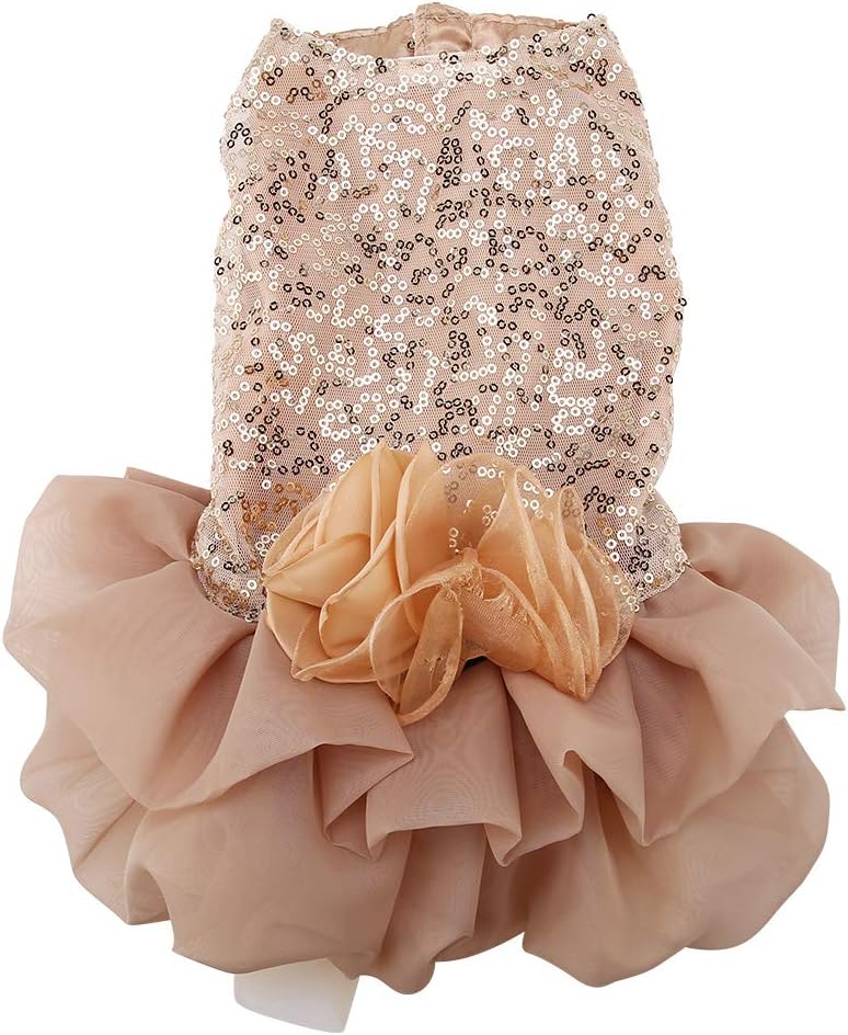 Hundekleid Haustier Kleine Hund Kleidung Pailletten Seidige Tutu Welpen Kostüm Hund Prinzessin Elega