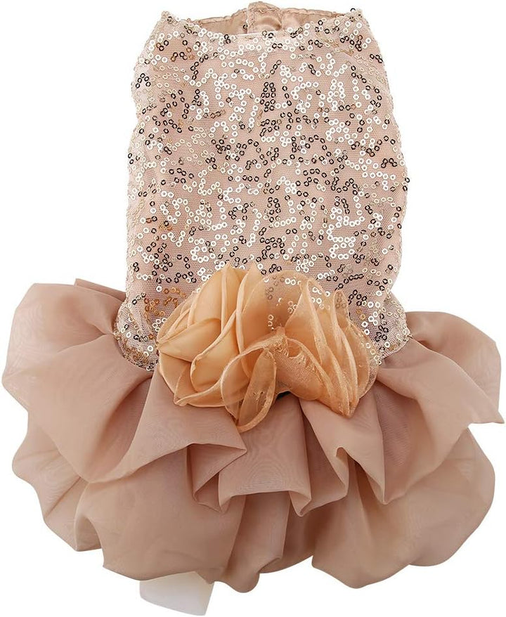 Hundekleid Haustier Kleine Hund Kleidung Pailletten Seidige Tutu Welpen Kostüm Hund Prinzessin Elega