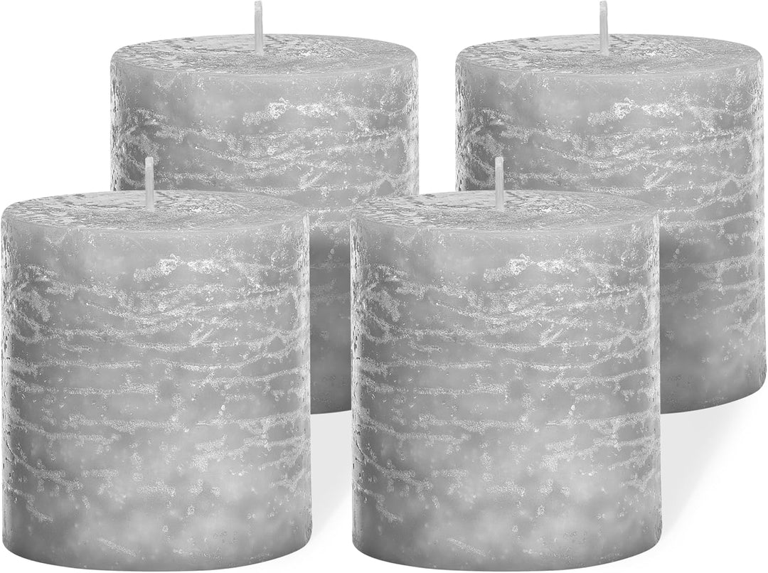 Brandsseller Stumpenkerze 4er Set 7x7,5 cm Weihnachtskerze Adventskranz Grau 7 x 7,5cm | 4er-Set Gra