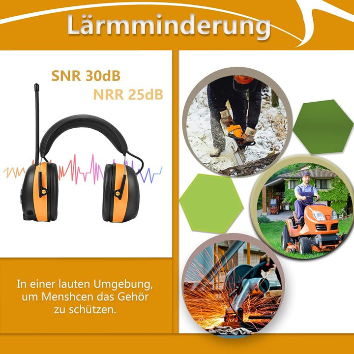 ZOHAN 042 Gehörschutz mit Radio, MP3 FM/AM Ohrenschützer für Industrie, Geräuschunterdrückungs Musik