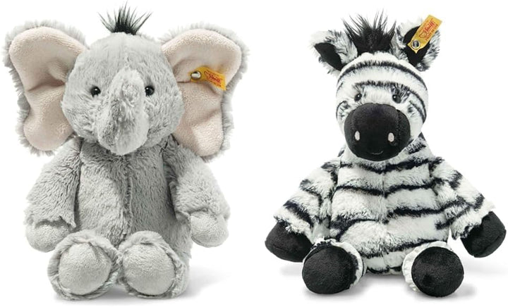 Steiff Ella Elefant grau 30 cm, Soft Cuddly Friends Kuscheltier & Zora Zebra weiss-schwarz 30 cm, So