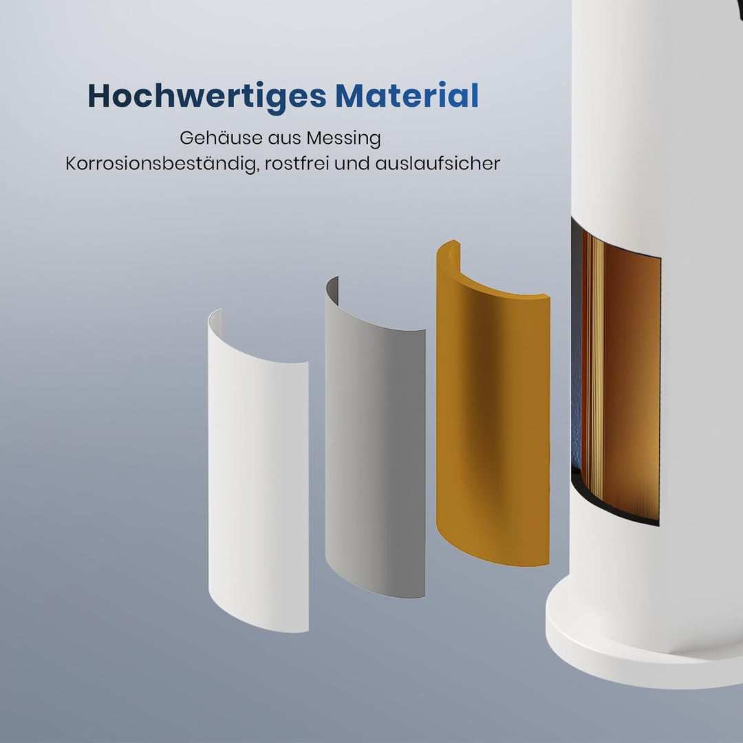 EMKE Wasserhahn Bad Weiss Matt, 335 x 233 x 46 mm, Messing, Keramikkartusche, Badarmatur, Mischbatte