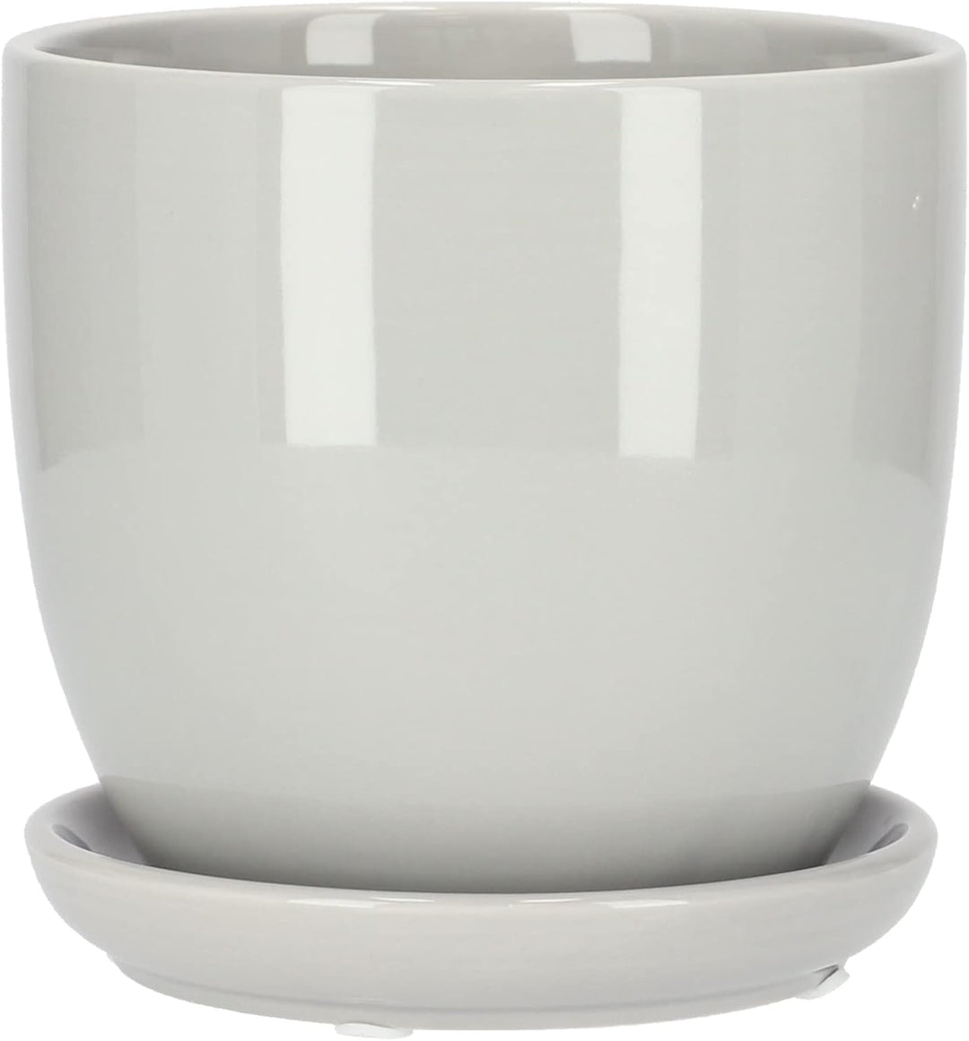KOTARBAU® 2er Set Keramik Blumentopf Übertopf für Blumen Pflanzen ⌀ 13 cm mit Tropfschale Grau, Grau