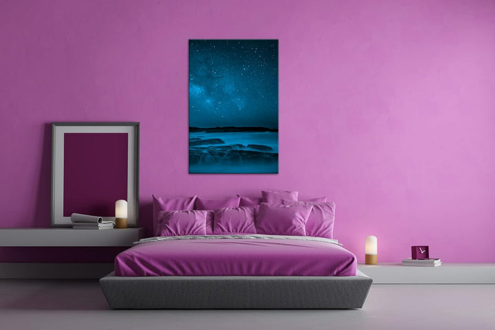 deyoli sagenhafter Sternenhimmel Format 80x60 Effekt: Monocrome Blau als Leinwandbild, Motiv fertig