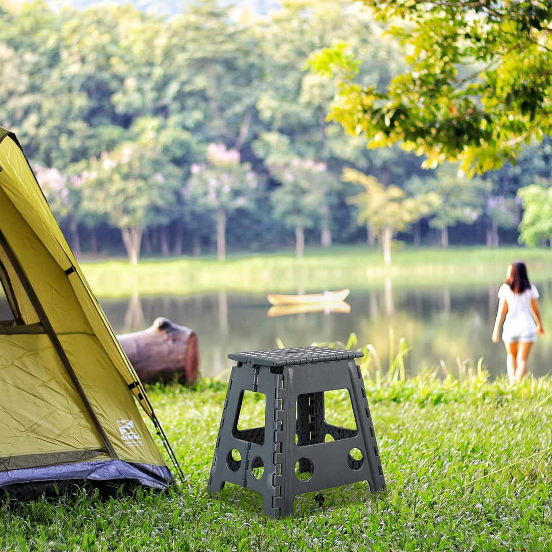 Relaxdays Klapphocker XL, tragbar, grosser Badhocker, faltbarer Sitzhocker, bis 120 kg, Kunststoff,