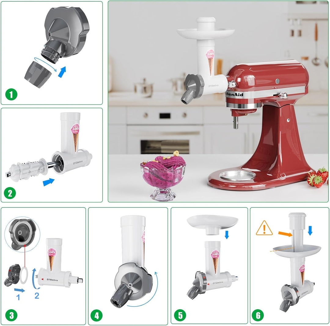 OTOmitra Eismaschine Aufsatz für Kitchenaid Standmixer, Fruchteismaschine Aufsatz BPA-freien, lebens