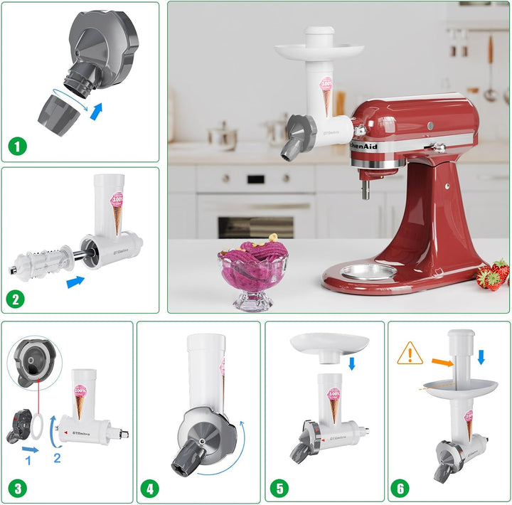 OTOmitra Eismaschine Aufsatz für Kitchenaid Standmixer, Fruchteismaschine Aufsatz BPA-freien, lebens