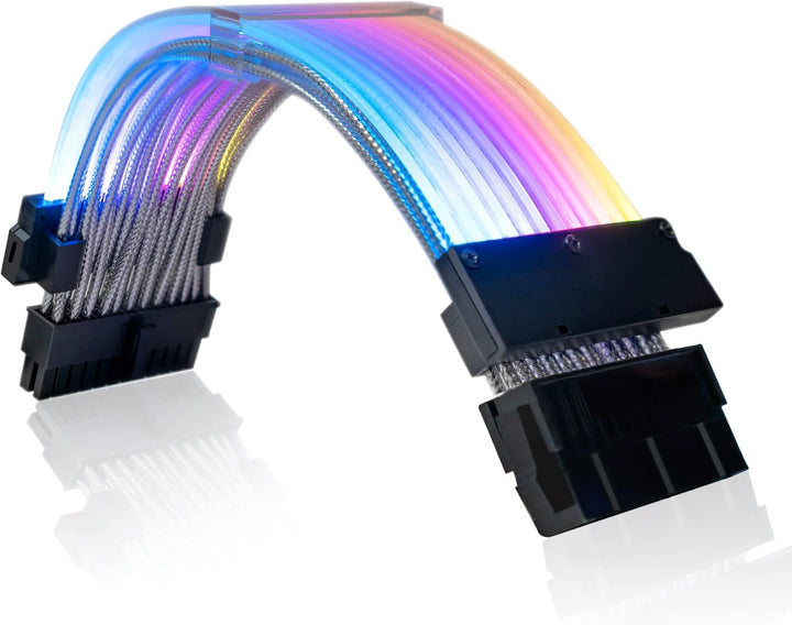 AsiaHorse 24Pin ATX Adressierbare RGB Kabel, ARGB 24PIN Mainboard Sleeved Cable, 5V 3PIN PSU Kabelve