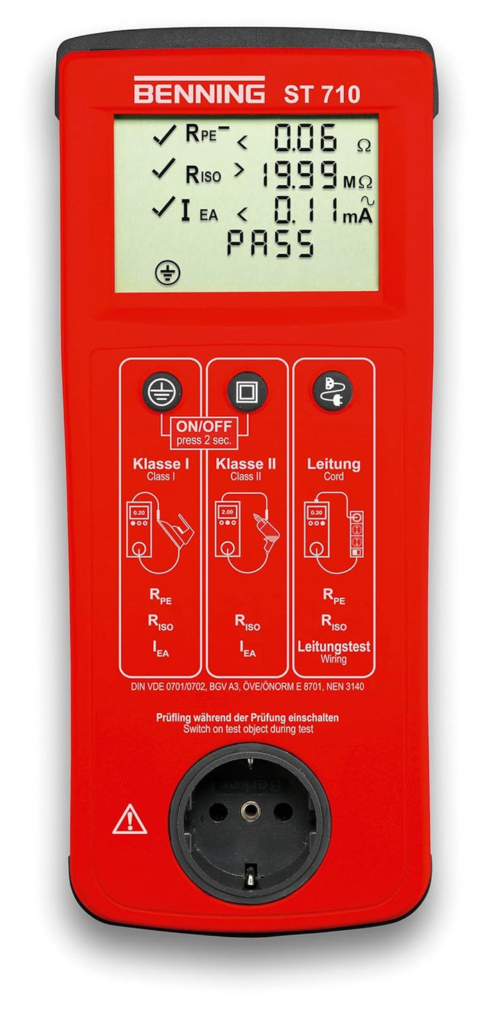 Benning 050308 ST 710 Kontrollinstrument, rot & NWP NW10005 Messadapter Prüfadapter Schuko Stecker a