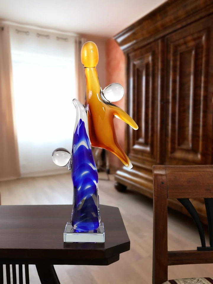 Glasskulptur Basketball Glasfigur Figur Skulptur modern Glas Kunst abstrakt 40cm