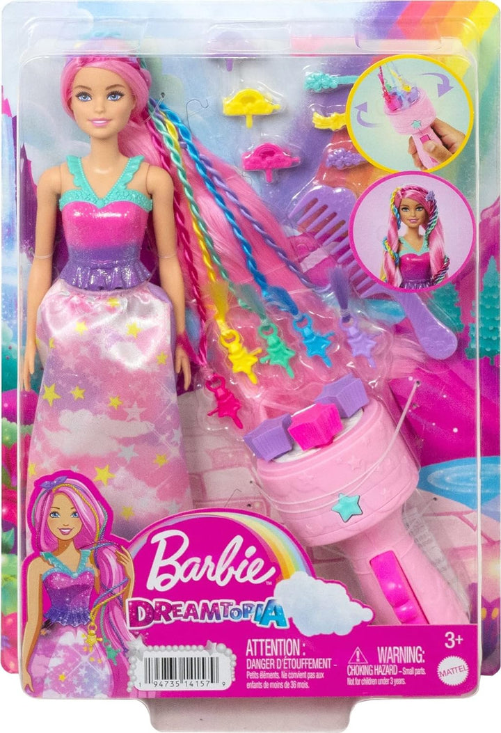 Barbie Dreamtopia, -Puppe mit blonden und regenbogenfarbenen , Regenbogen-Haarverlängerungen Styling