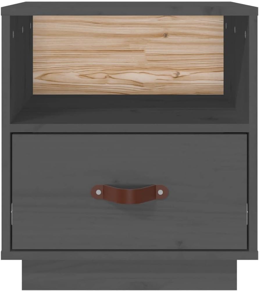 FIRBNUS Bedside Table Nachtkonsole Beistelltisch mit Stauraum Night Stand Nachttische 2er Set Grau 4