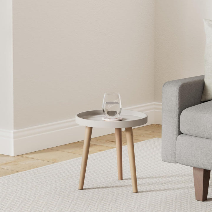 Spetebo Holz Beistelltisch 40 x 39 cm - weiss - Couchtisch mit Beinen aus Massivholz - Sofa Couch Te