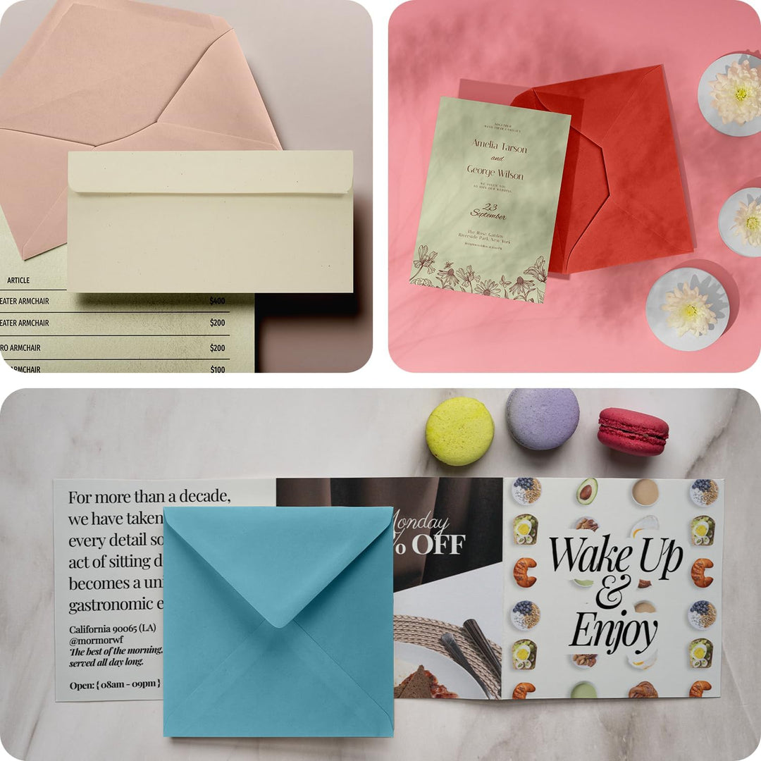 Netuno 100 quadratische Briefumschläge Blass-Rosa 153x 153 mm 110g Woodstock Cipria Recycling Briefh