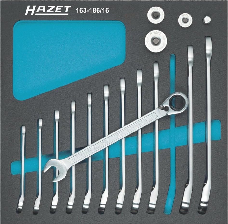 HAZET 163-186/16 Knarren-Ring-Maulschlüssel-Satz, 163-186/16