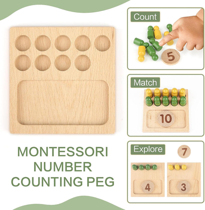 DINORUN Montessori Spielzeug ab 3 4 5 6 Jahre Holzspielzeug Motorikspielzeug Mathe Spielzeug Zahlen