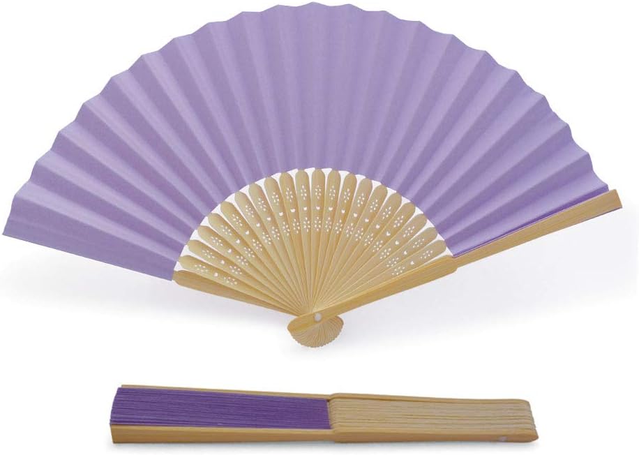 Handfächer aus weissem Papier und Bambus für Hochzeiten (Lavendel, 50 Handfächer) Lavendel 50 Handfä