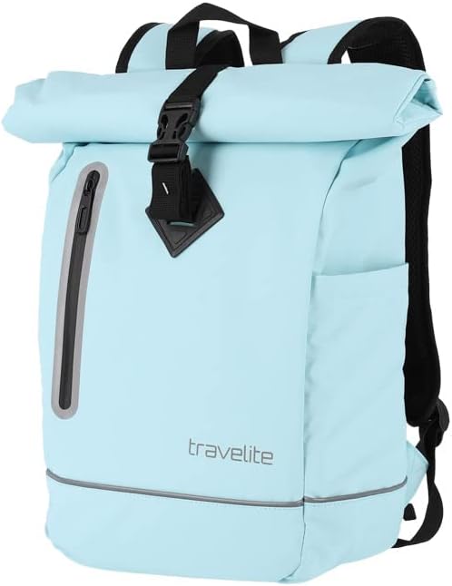 travelite BASICS Rucksack aus wasserfestem Material, Schulrucksack aus Polyester mit Reflektoren + R